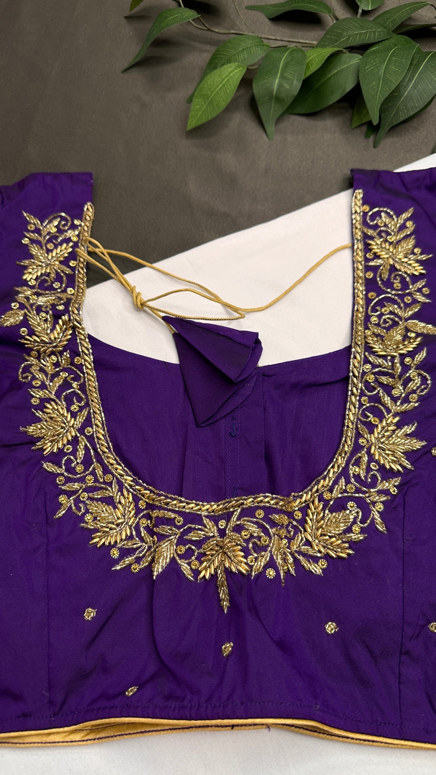 Purple Kardana Silk Maggam Aari Blouse - 