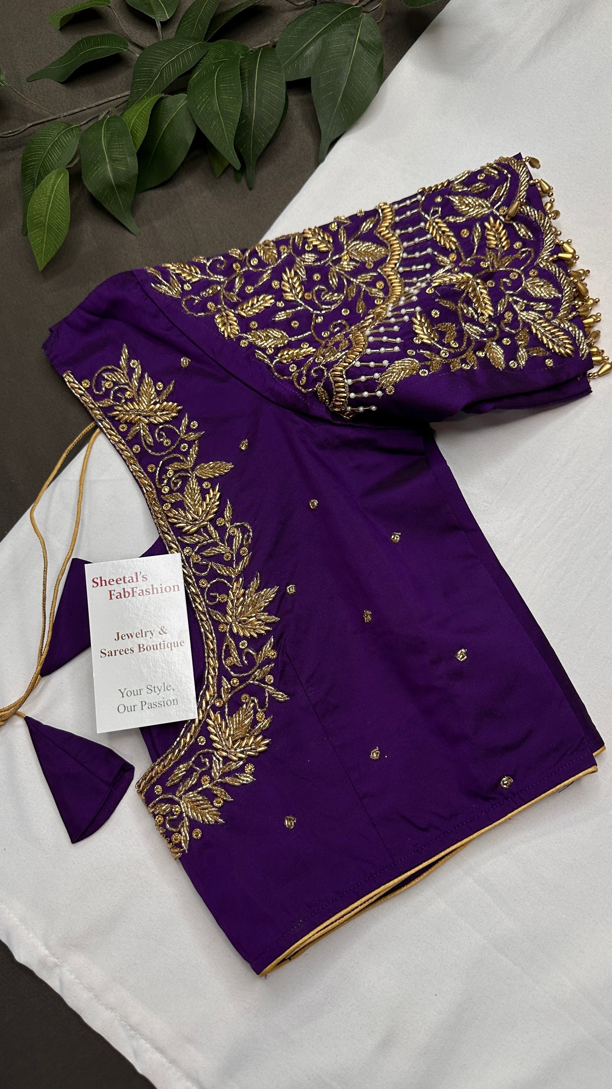Purple Kardana Silk Maggam Aari Blouse - 