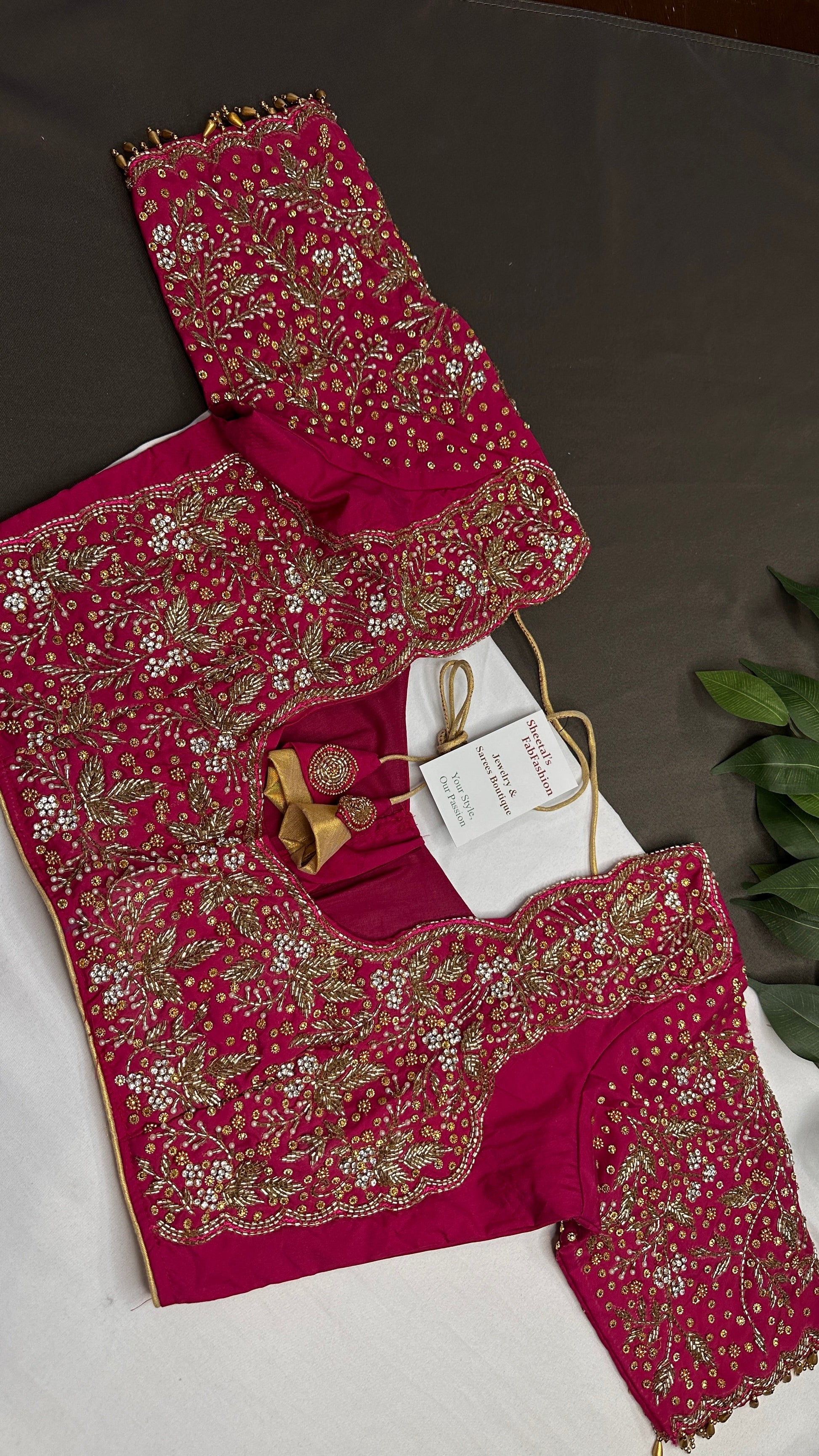 Pink Silk Maggam Aari Work Blouse - 