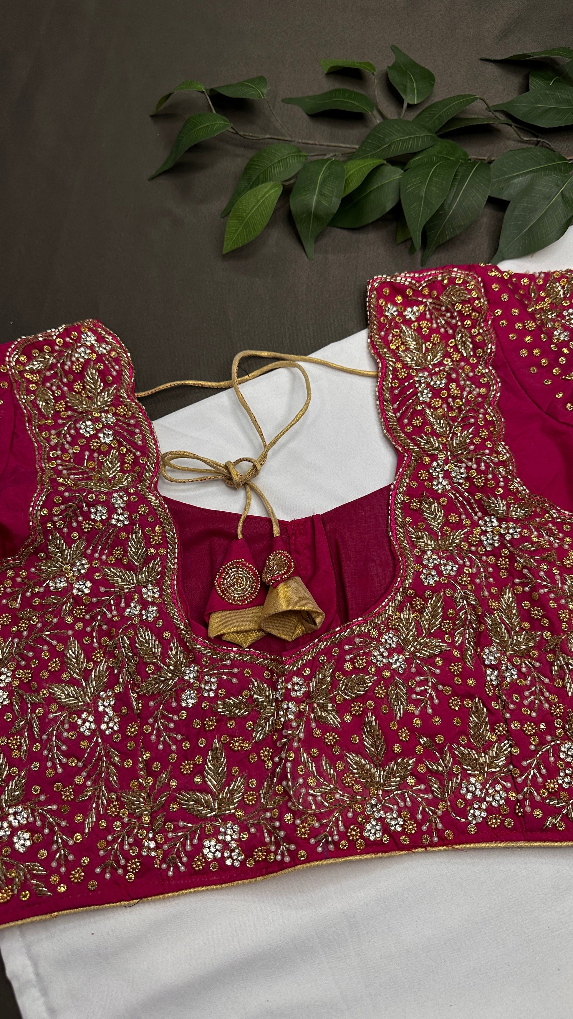 Pink Silk Maggam Aari Work Blouse - 