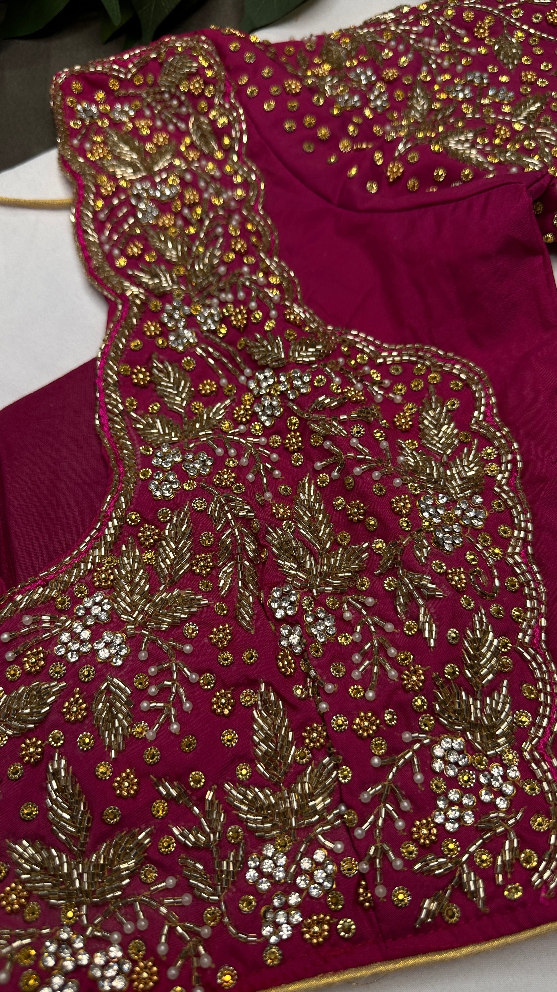 Pink Silk Maggam Aari Work Blouse - 