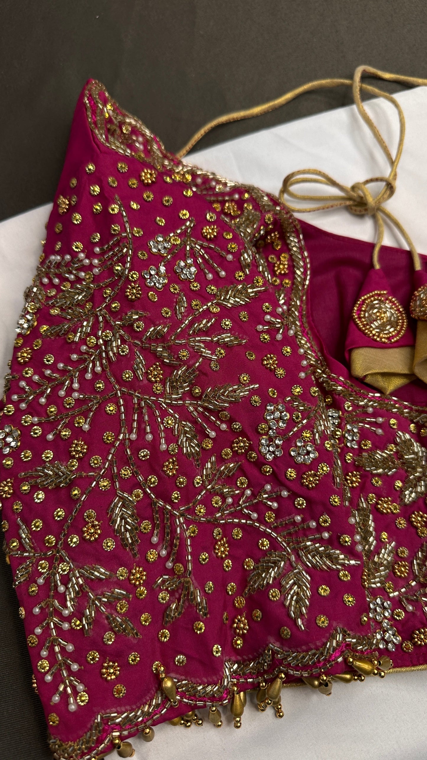Pink Silk Maggam Aari Work Blouse - 