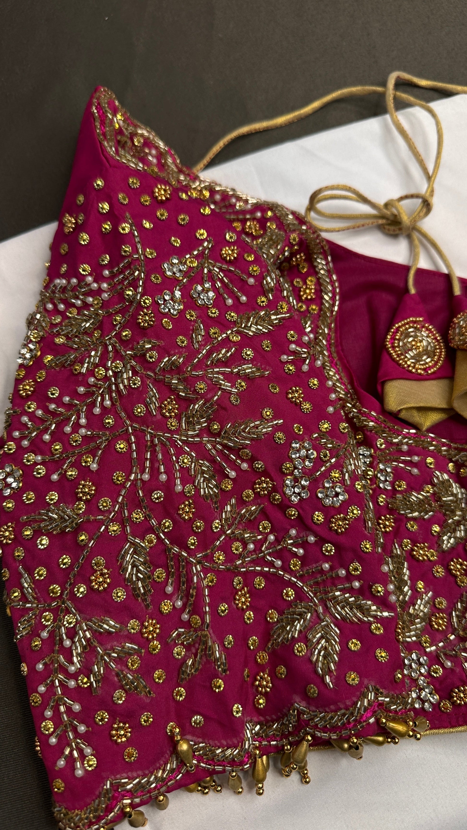 Pink Silk Maggam Aari Work Blouse - 