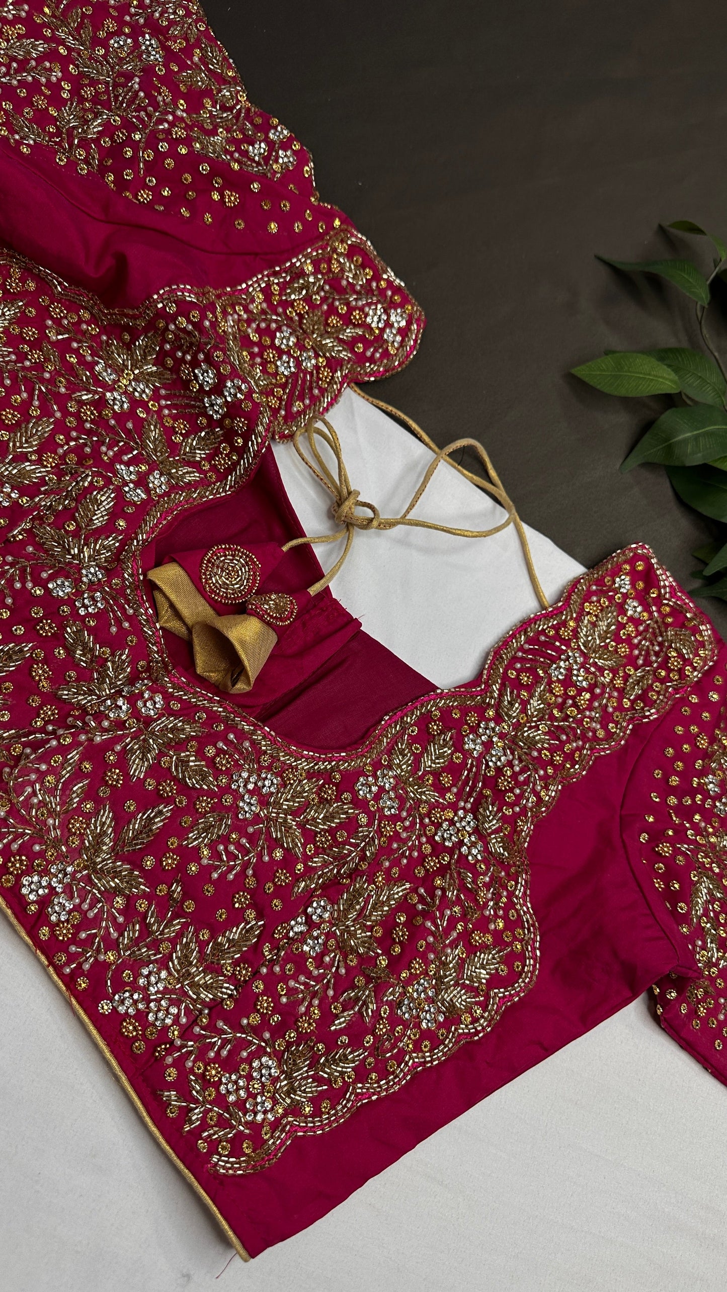 Pink Silk Maggam Aari Work Blouse - 