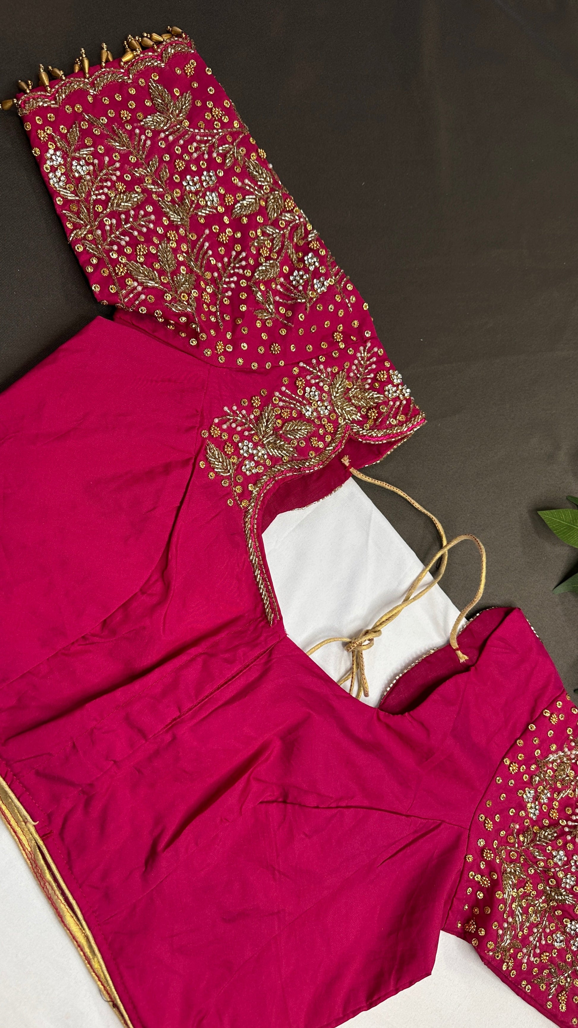 Pink Silk Maggam Aari Work Blouse - 
