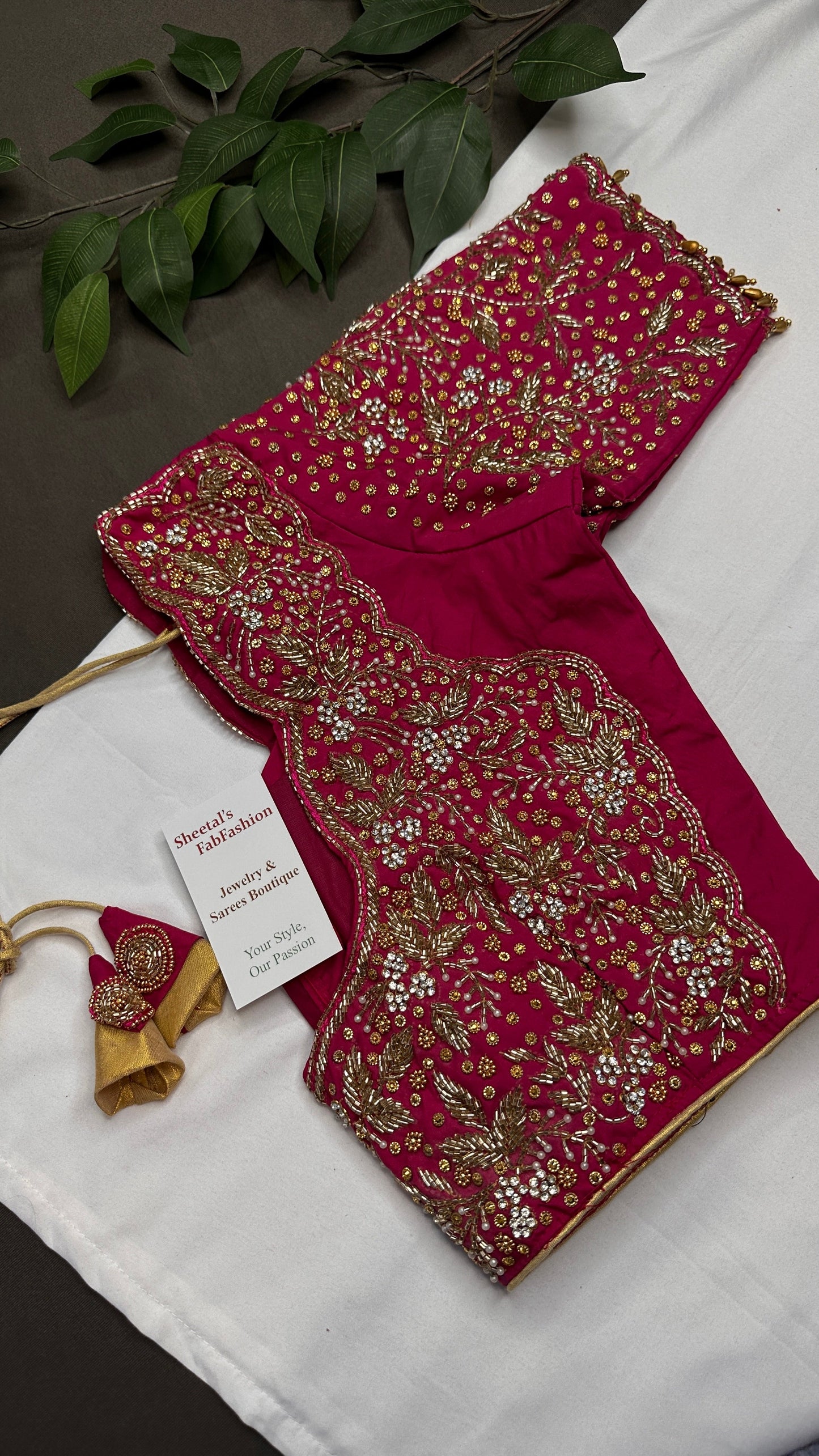 Pink Silk Maggam Aari Work Blouse - 