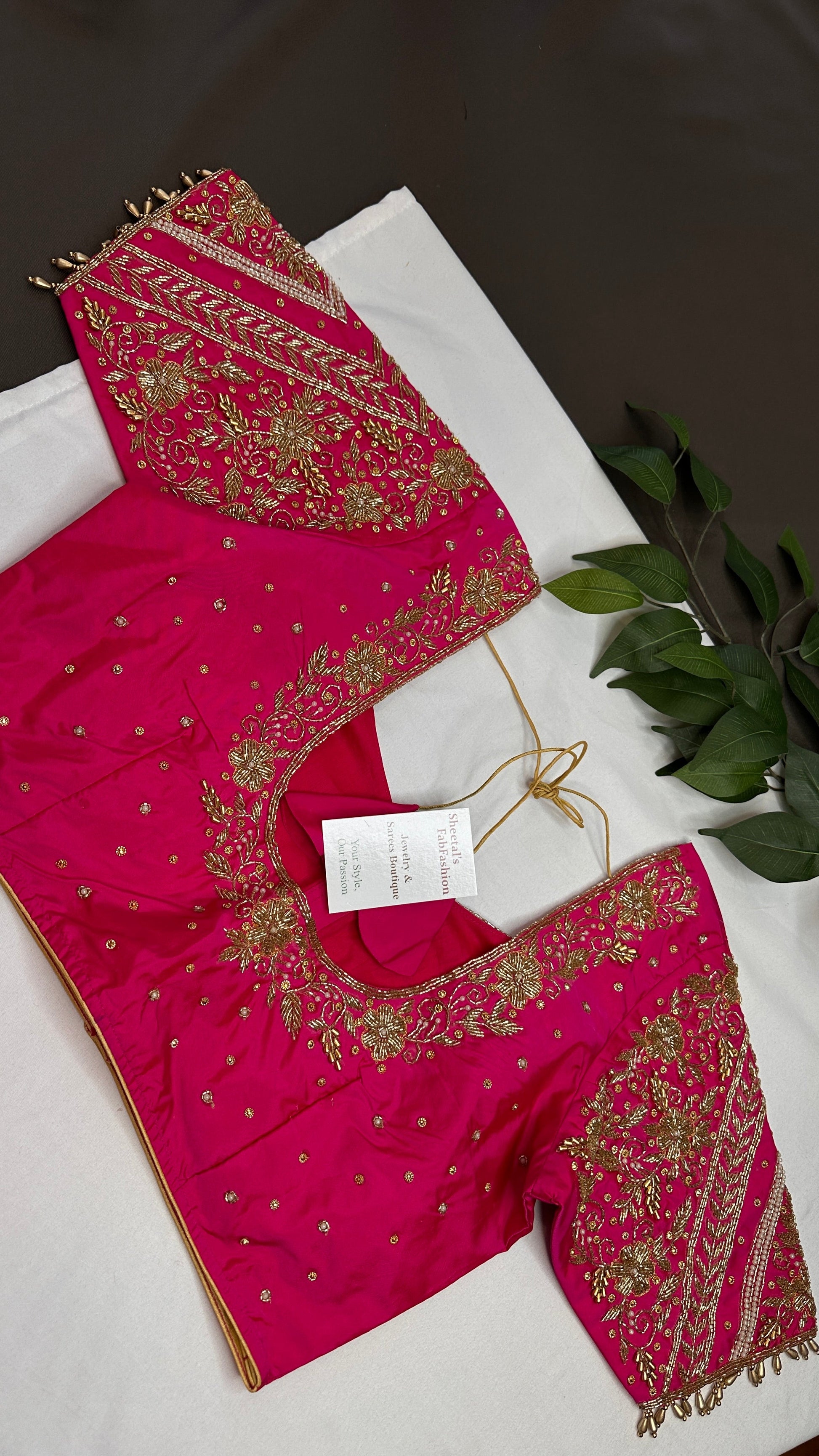 Pink Silk Maggam Aari Work Blouse - 