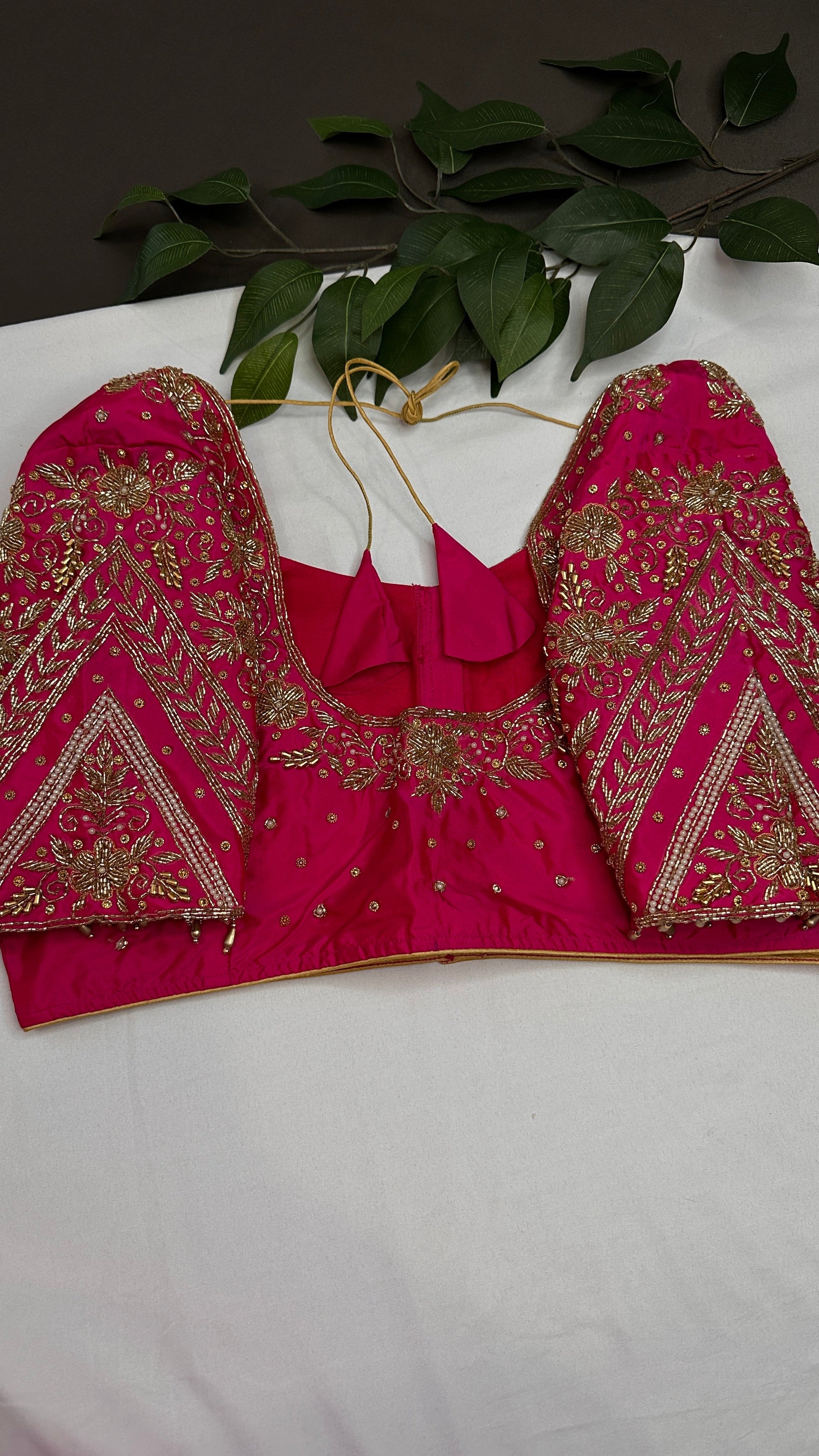 Pink Silk Maggam Aari Work Blouse - 