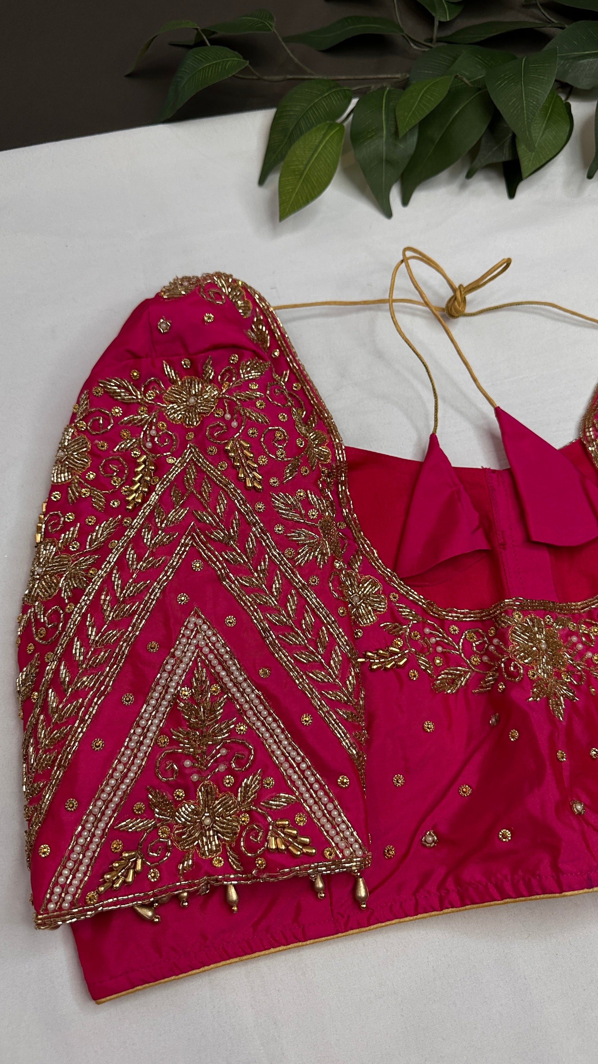 Pink Silk Maggam Aari Work Blouse - 