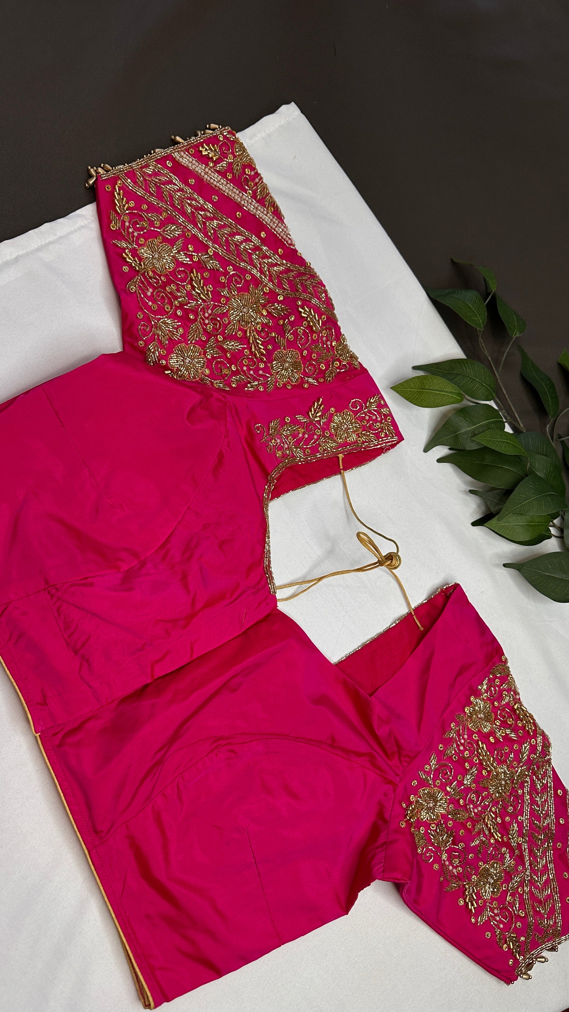 Pink Silk Maggam Aari Work Blouse - 