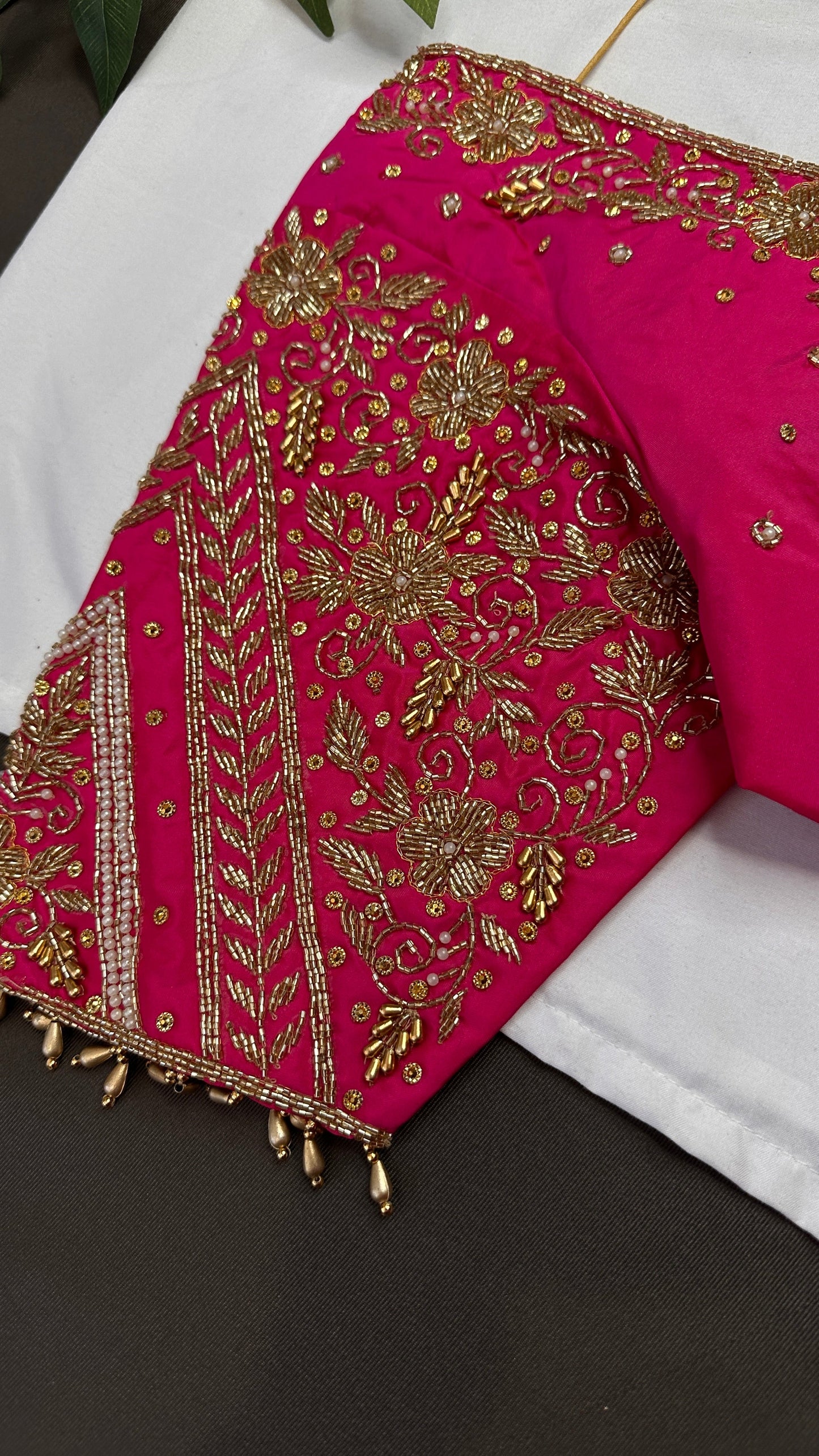 Pink Silk Maggam Aari Work Blouse - 