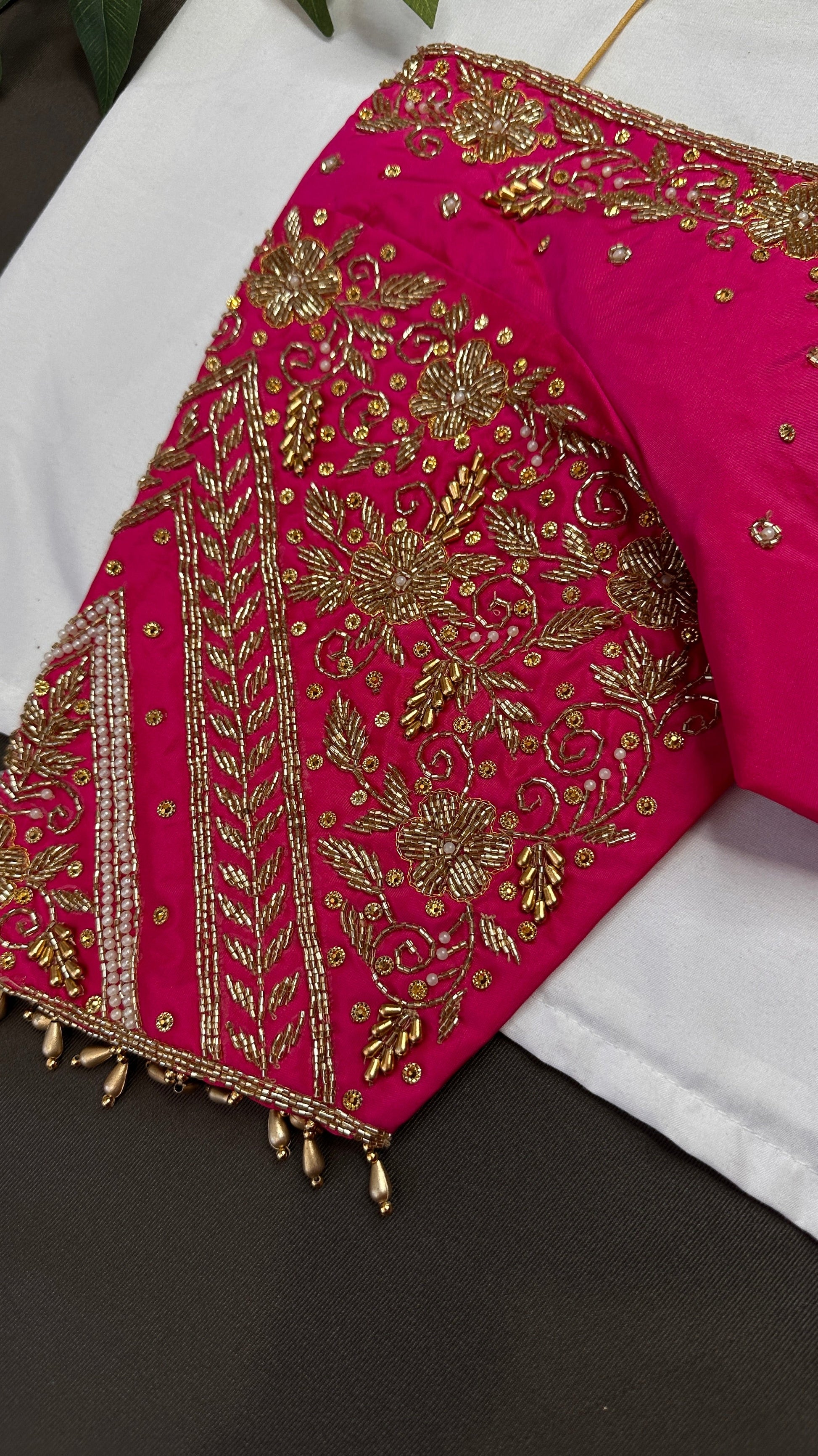 Pink Silk Maggam Aari Work Blouse - 