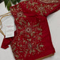Red Silk Maggam Aari Work Blouse - 