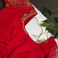 Butterfly Pattern Red Silk Maggam Aari Pearl Work Blouse - 