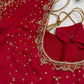 Butterfly Pattern Red Silk Maggam Aari Pearl Work Blouse - 