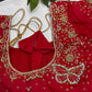 Butterfly Pattern Red Silk Maggam Aari Pearl Work Blouse - 