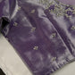 Lavender Purple Chinon Silk Maggam Aari Work Blouse - 