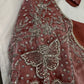 Crepe Pink ButterflySilver Pearl Work Blouse - 