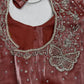 Crepe Pink ButterflySilver Pearl Work Blouse - 