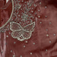 Crepe Pink ButterflySilver Pearl Work Blouse - 