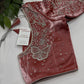 Crepe Pink ButterflySilver Pearl Work Blouse - 