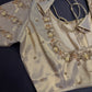 Gold  Silk Maggam Aari Pearl Work Blouse - 