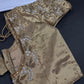 Gold  Silk Maggam Aari Pearl Work Blouse - 