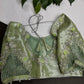 Pastel Green  Tissue Silk Maggam Aari Net Blouse - 