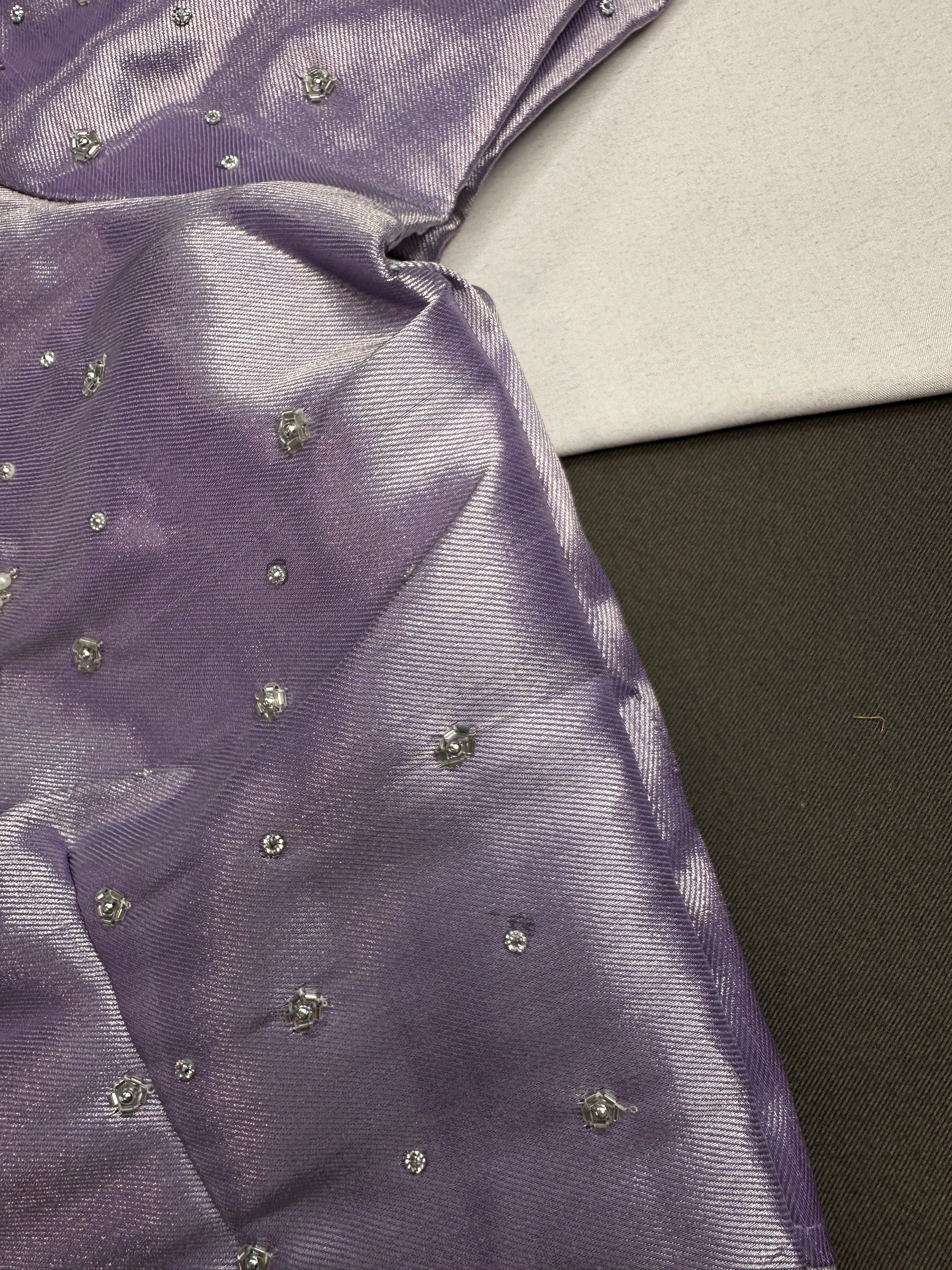 Pastel Purple Lavender Tissue Silk Maggam Aari Net Blouse - 