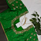 Green Silk Maggam Aari Work Blouse - 