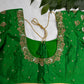 Green Silk Maggam Aari Work Blouse - 