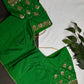 Green Silk Maggam Aari Work Blouse - 