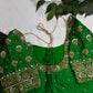 Green Silk Maggam Aari Work Blouse - 