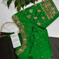 Green Silk Maggam Aari Work Blouse - 