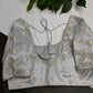 Silver  Silk Maggam Aari Pearl Work Blouse - 