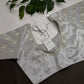 Silver  Silk Maggam Aari Pearl Work Blouse - 