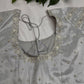 Silver  Silk Maggam Aari Pearl Work Blouse - 