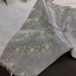 Silver  Silk Maggam Aari Pearl Work Blouse - 