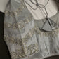 Silver  Silk Maggam Aari Pearl Work Blouse - 