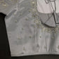 Silver  Silk Maggam Aari Pearl Work Blouse - 