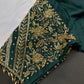 Teal Green Silk Maggam Aari Blouse - 