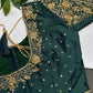 Teal Green Silk Maggam Aari Blouse - 