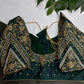 Teal Green Silk Maggam Aari Blouse - 