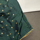 Teal Green Silk Maggam Aari Blouse - 