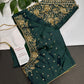 Teal Green Silk Maggam Aari Blouse - 