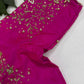 Butterfly Pattern Pink Silk Maggam Aari Pearl Work Blouse - 