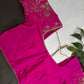 Butterfly Pattern Pink Silk Maggam Aari Pearl Work Blouse - 