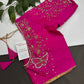 Butterfly Pattern Pink Silk Maggam Aari Pearl Work Blouse - 