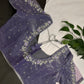 Crepe lavender Net Silver Pearl Work Blouse - 