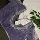 Crepe lavender Net Silver Pearl Work Blouse - 